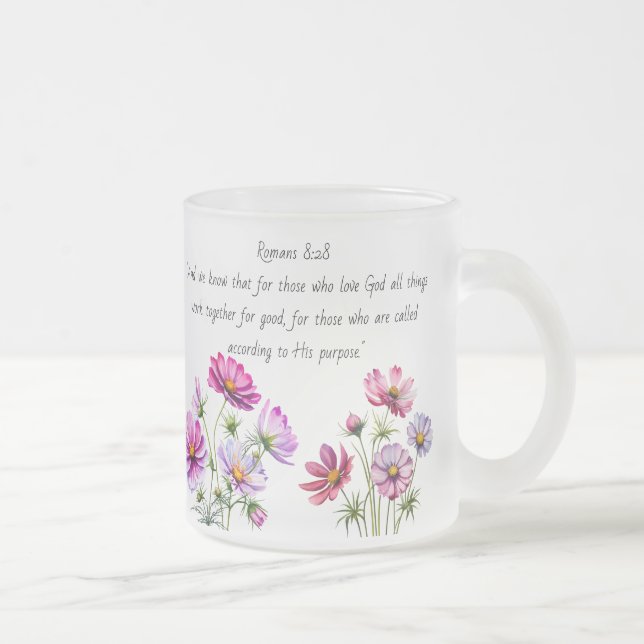Taza De Cristal Esmerilado Biblia Floral Escarcha Verse Mug (Derecha)
