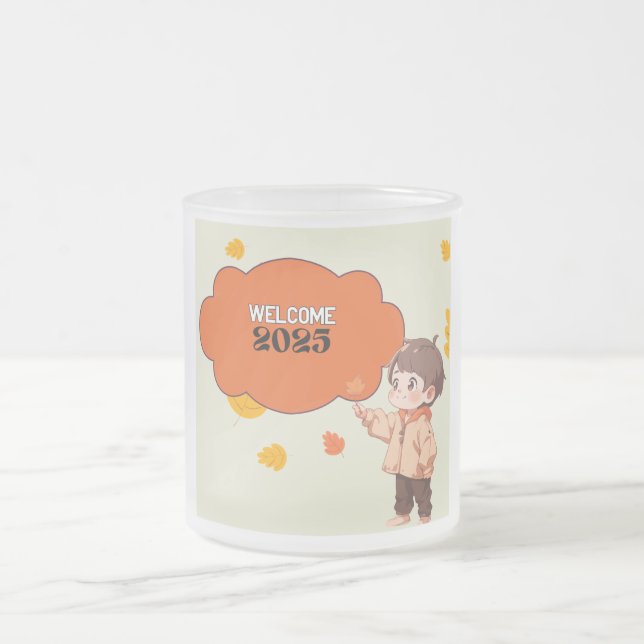 TAZA DE CRISTAL ESMERILADO BIENVENIDOS 2025 (Centro)