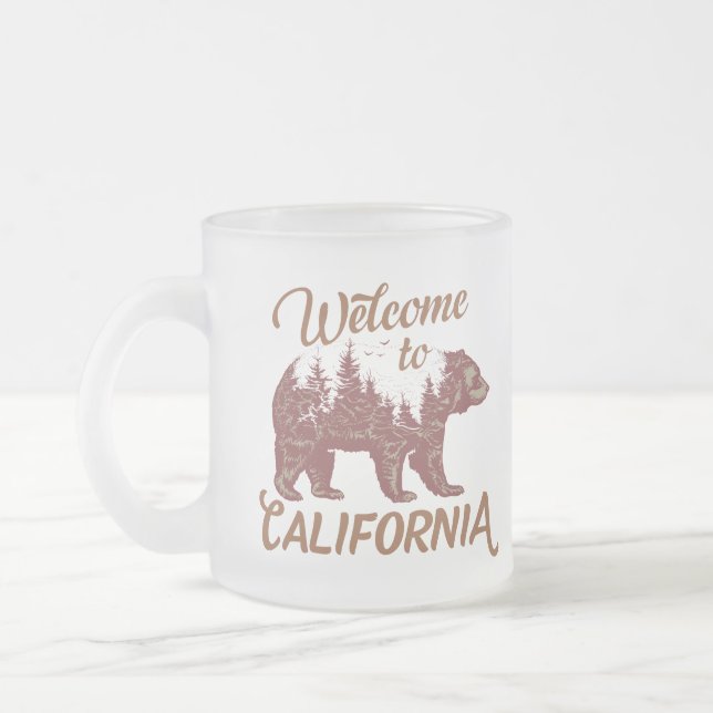 Taza De Cristal Esmerilado Bienvenidos a California Bear Forest (Izquierda)