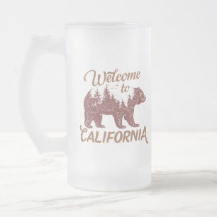 Taza De Cristal Esmerilado Bienvenidos a California Bear Forest