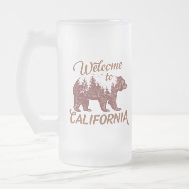 Taza De Cristal Esmerilado Bienvenidos a California Bear Forest (Izquierda)