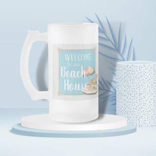 Taza De Cristal Esmerilado BIENVENIDOS a nuestro Beach House - Diseño No 1
