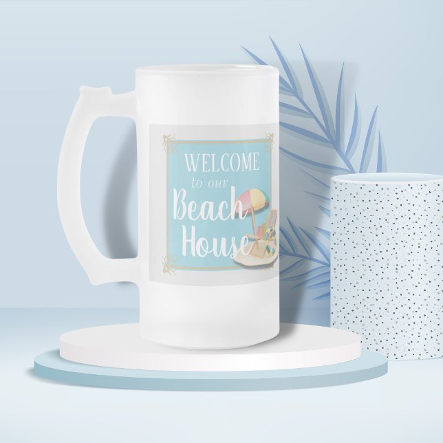 Taza De Cristal Esmerilado BIENVENIDOS a nuestro Beach House - Diseño No 1 (Subido por el creador)