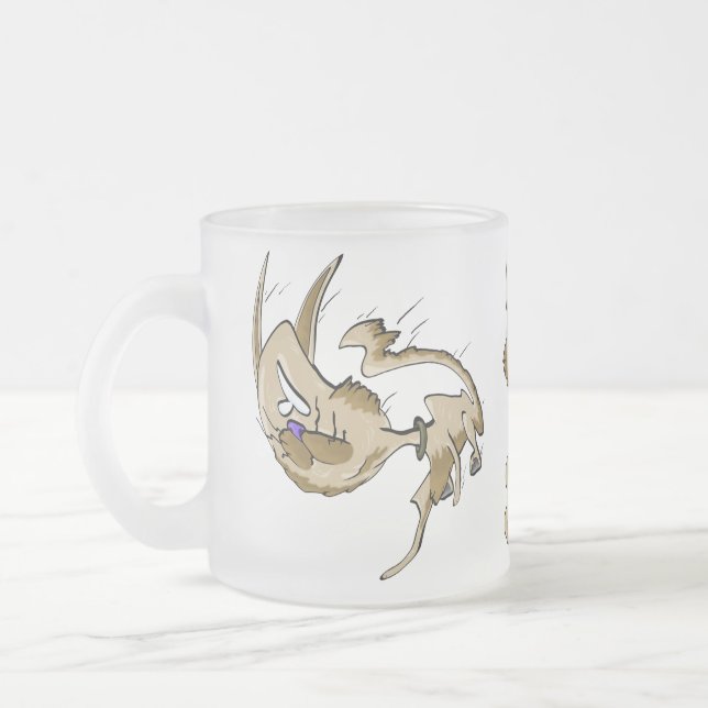 Taza De Cristal Esmerilado Big Head Jump Cat (Izquierda)