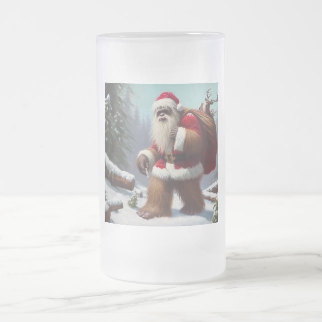 Taza De Cristal Esmerilado Bigfoot Santa Claus (Centro)