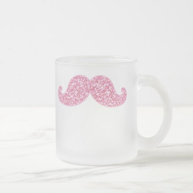 TAZA DE CRISTAL ESMERILADO BIGOTE ROSADO FEMENINO DEL PURPURINA IMPRESO (Derecha)