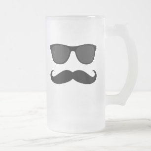 Taza De Cristal Esmerilado Bigote y regalo negros del humor de las gafas de