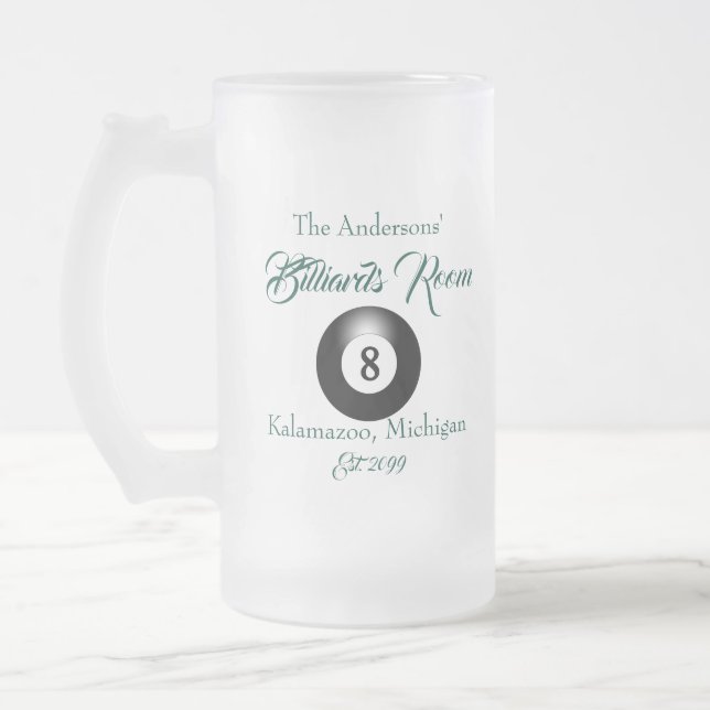 Taza De Cristal Esmerilado Billar Sala 8 Ball Drinkware (Izquierda)