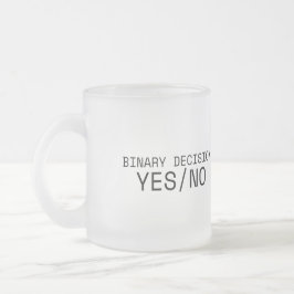 Taza De Cristal Esmerilado Binary Decision Yes No Minimalist Typewriter 