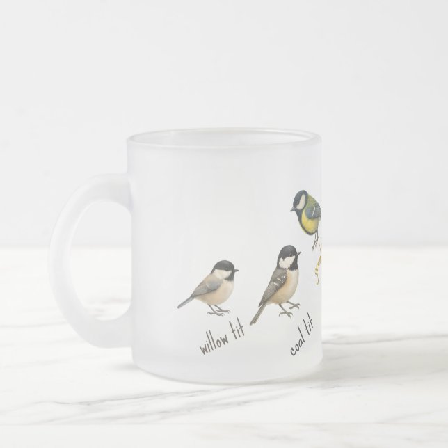 Taza De Cristal Esmerilado Bird Mug – Garden Birds Watercolour Coffee Cup (Izquierda)