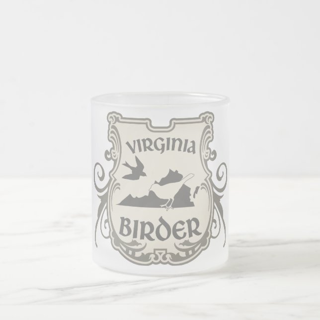 Taza De Cristal Esmerilado Birder de Virginia (Centro)