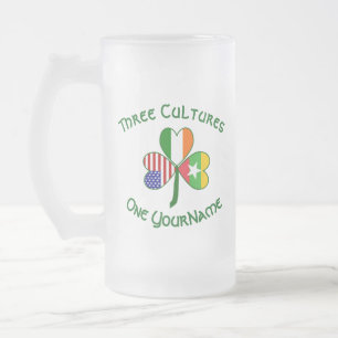 Taza De Cristal Esmerilado Birmania Myanmar Irlandés Estados Unidos Trébol Ba