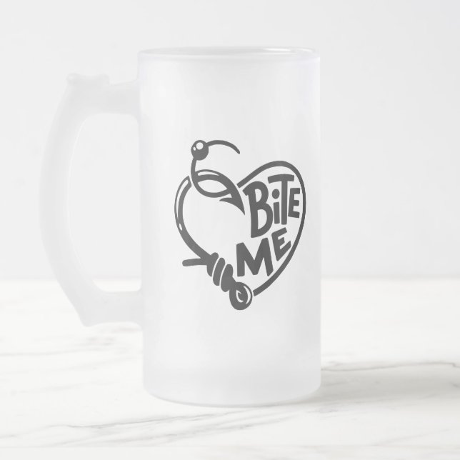 Taza De Cristal Esmerilado Bite Me Fish Hooks (Izquierda)