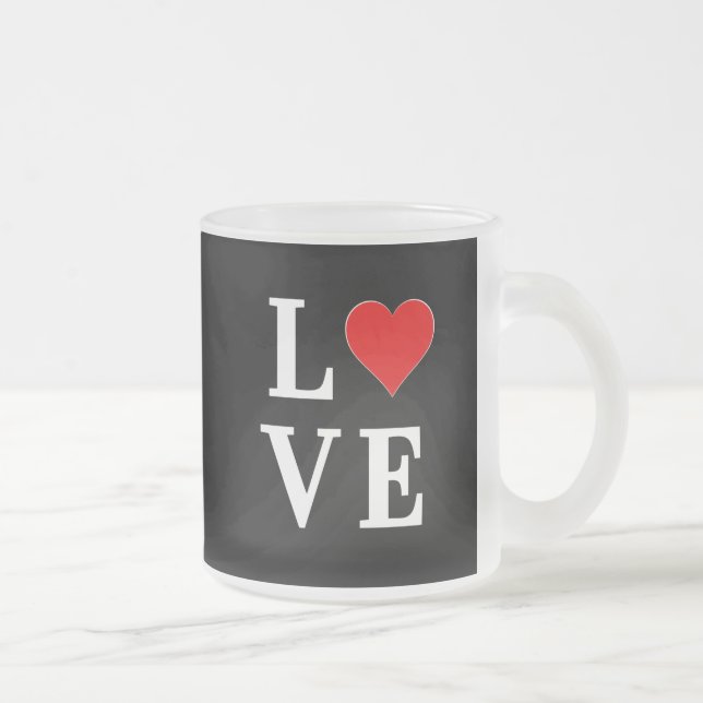 Taza De Cristal Esmerilado Black LOVE Heart Modern Trendy (Derecha)