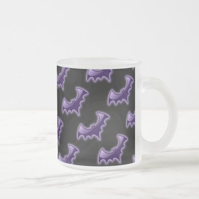 Taza De Cristal Esmerilado Black & Purple Night Wing Bats Mug (Derecha)