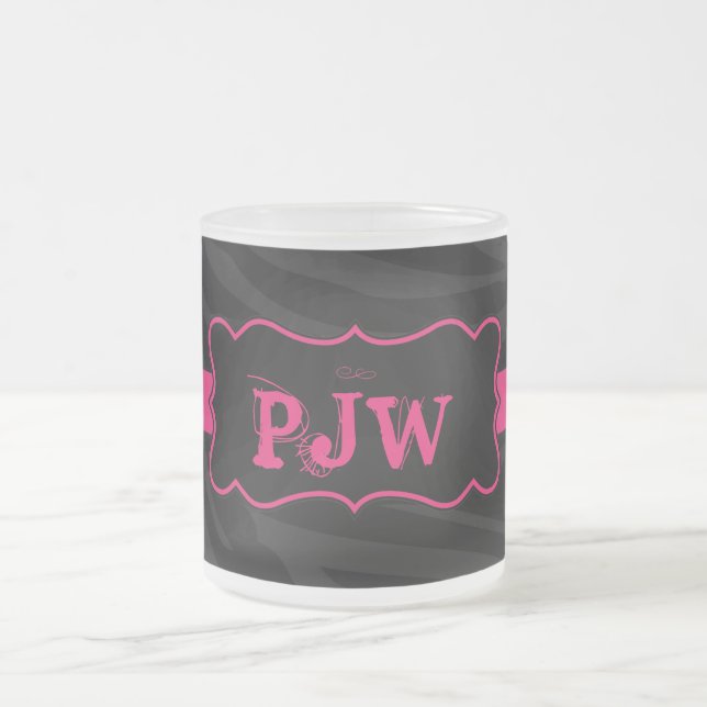 Taza De Cristal Esmerilado Black Zebra Pattern Frost Glass Coffee Cup (Centro)