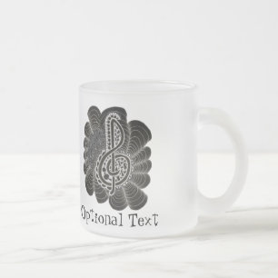 Taza De Cristal Esmerilado Blanco estilizado sobre el doodle de la música de