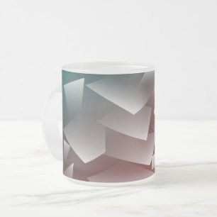 Taza De Cristal Esmerilado blanco roto en burdeos verde azulados