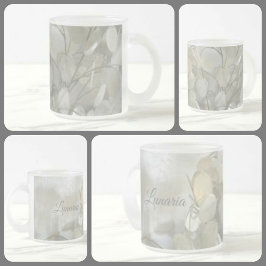 Taza De Cristal Esmerilado Blanco sobre el dólar blanco de plata lunaria
