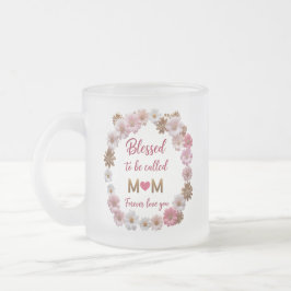 Taza De Cristal Esmerilado Blessed Mom Floral Frosted Mug