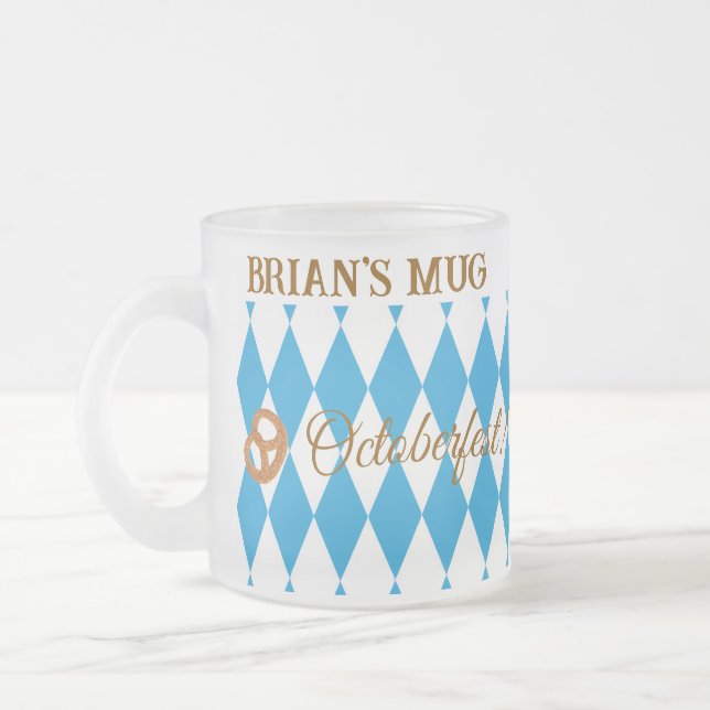 Taza De Cristal Esmerilado Blue Bavarian Octoberfest Pretzel PERSONALIZA CERV (Izquierda)