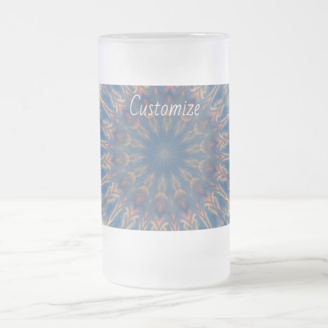 Taza De Cristal Esmerilado Blue Chakra Kaleidoscope Thunder_Cove (Centro)