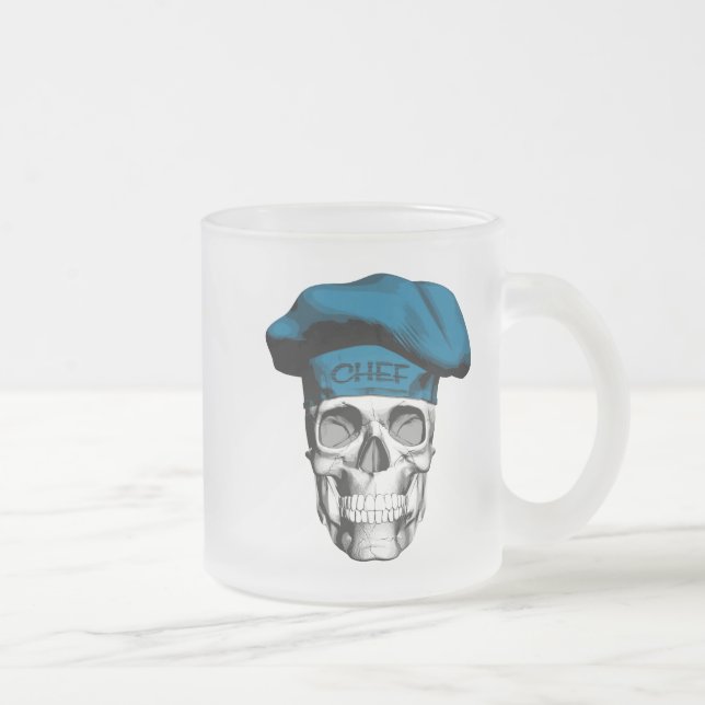 Taza De Cristal Esmerilado Blue Gorra Chef Skull (Derecha)