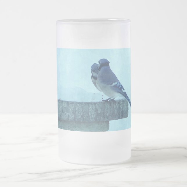 Taza De Cristal Esmerilado Blue Jays Invernal Alimentando a Paintere Vidrio E (Centro)