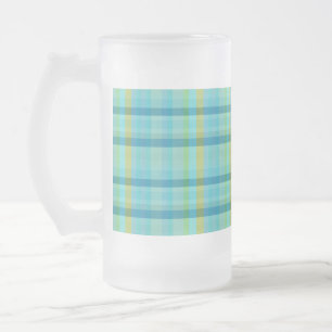 Taza De Cristal Esmerilado Blue Plaid by Shirley Taylor