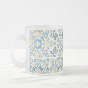 Taza De Cristal Esmerilado Blue Tile Lemon