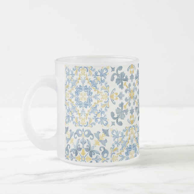Taza De Cristal Esmerilado Blue Tile Lemon (Izquierda)