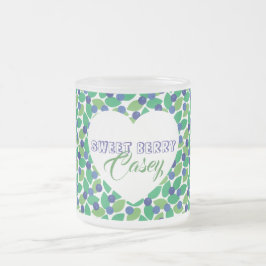 Taza De Cristal Esmerilado Blueberries Pattern Modern Green Blue Customize.