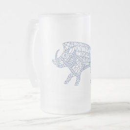 Taza De Cristal Esmerilado Boar salvaje con carreras