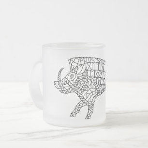 Taza De Cristal Esmerilado Boar salvaje con carreras