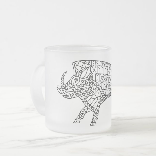 Taza De Cristal Esmerilado Boar salvaje con carreras (Anverso izquierdo)