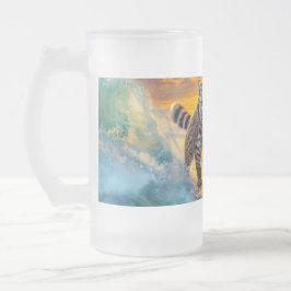 Taza De Cristal Esmerilado Bobcat Surfing Alaska Design Por Rich AMeN Gill