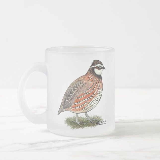 Taza De Cristal Esmerilado Bobwhite Quail Rooster (Izquierda)