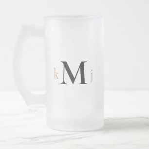 Taza De Cristal Esmerilado Boda de Monograma Oro y Negro