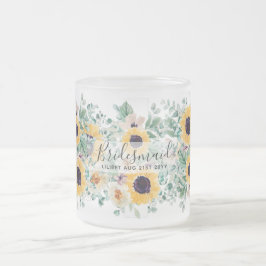 Taza De Cristal Esmerilado Boda de verano de girasoles Eucalyptus Greenerener