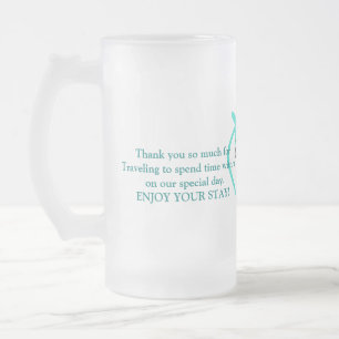 Taza De Cristal Esmerilado Boda Destino celebración de viaje bienvenido