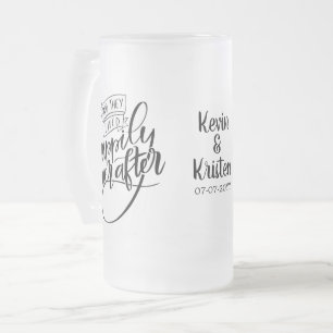 Taza De Cristal Esmerilado Boda Feliz Para Siempre