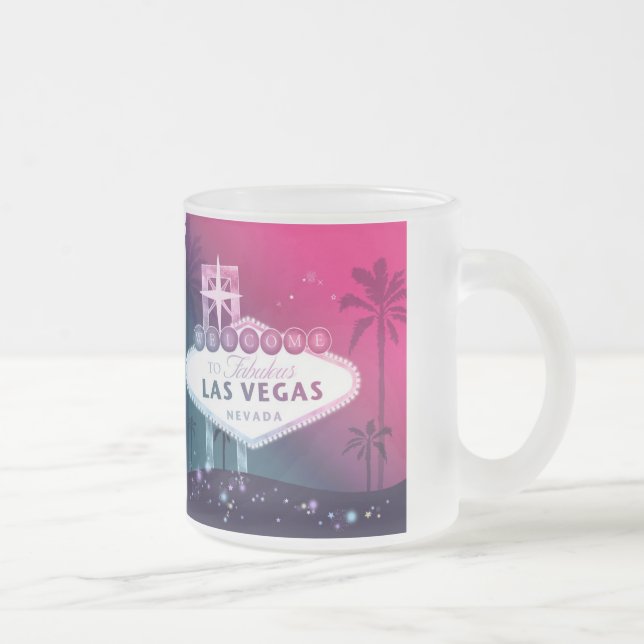 Taza De Cristal Esmerilado Boda Keepsake rosa de Las Vegas (Derecha)