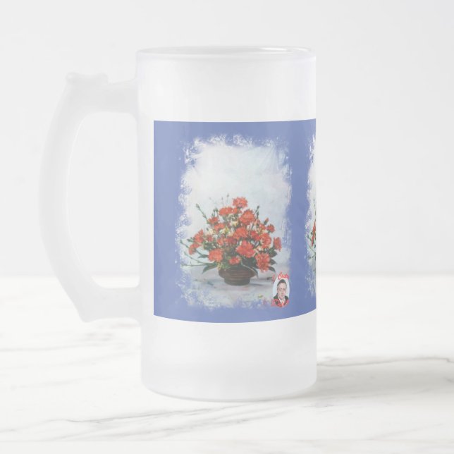 Taza de Cristal Esmerilado Bodegón de flores (Izquierda)
