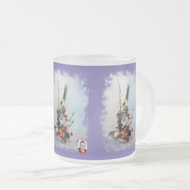Taza De Cristal Esmerilado Bodegón de flores (Anverso derecho)