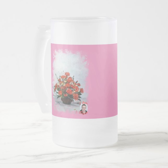 Taza de Cristal Esmerilado Bodegón de flores (Anverso izquierdo)