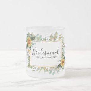 Taza De Cristal Esmerilado Boho Sunflower Sage Greenery Boda