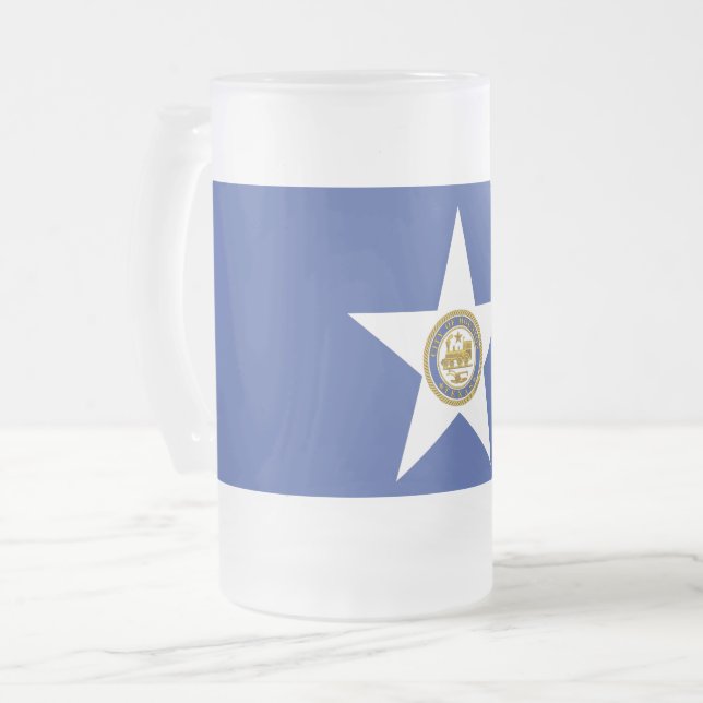 Taza De Cristal Esmerilado Bomba de vidrio escarcha con bandera de Houston, E (Anverso izquierdo)