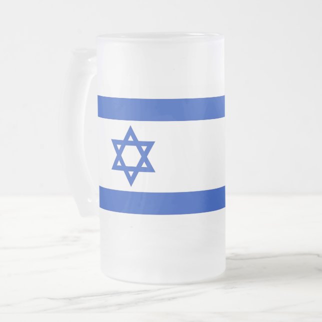Taza De Cristal Esmerilado Bomba de vidrio escarcha con bandera de Israel (Anverso izquierdo)