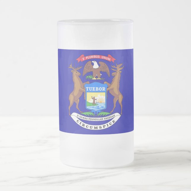 Taza De Cristal Esmerilado Bomba de vidrio escarcha con bandera de Michigan (Centro)