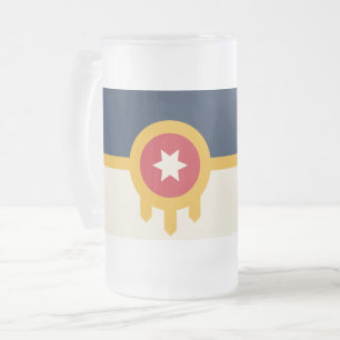 Taza De Cristal Esmerilado Bomba de vidrio escarcha con bandera de Tulsa, Okl